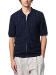 NN.07 Textured Zip Front Cotton Polo Shirt