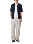 NN.07 Textured Zip Front Cotton Polo Shirt