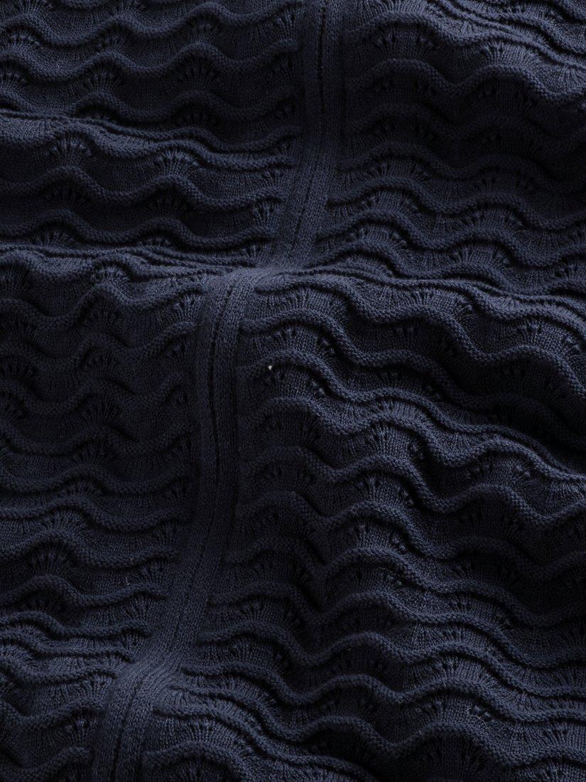 Product image 5 of 5, which shows NN.07 Textured Zip Front Cotton Polo Shirt, Navy Blue, S