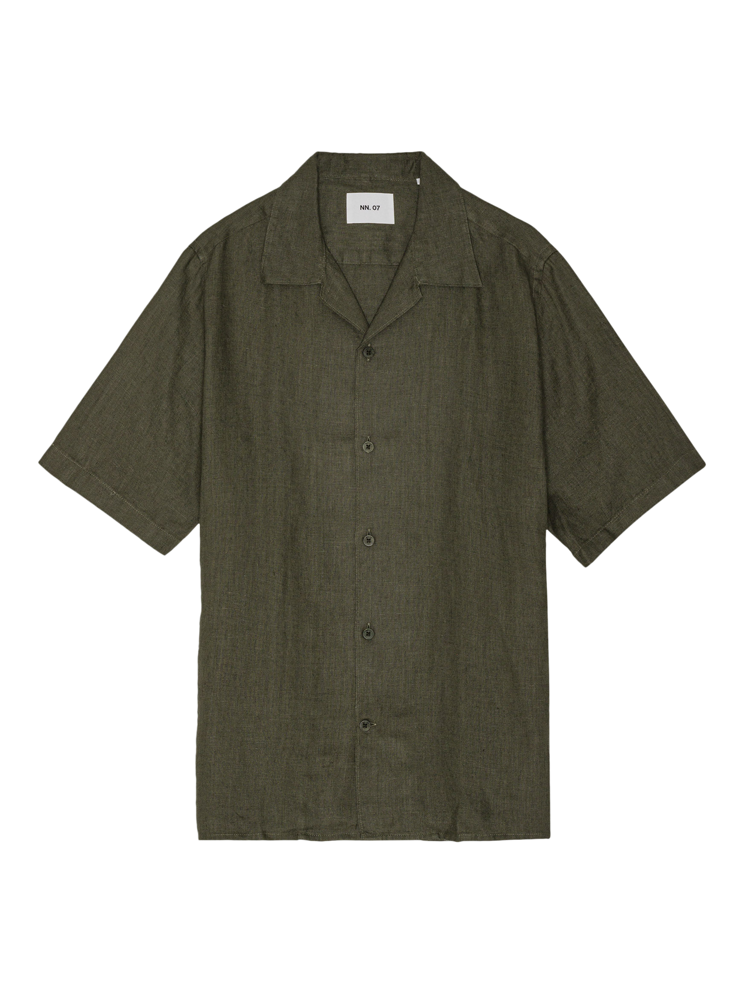 Product image 2 of 5, which shows NN.07 Short Sleeve Linen Shirt, Croc Green, S