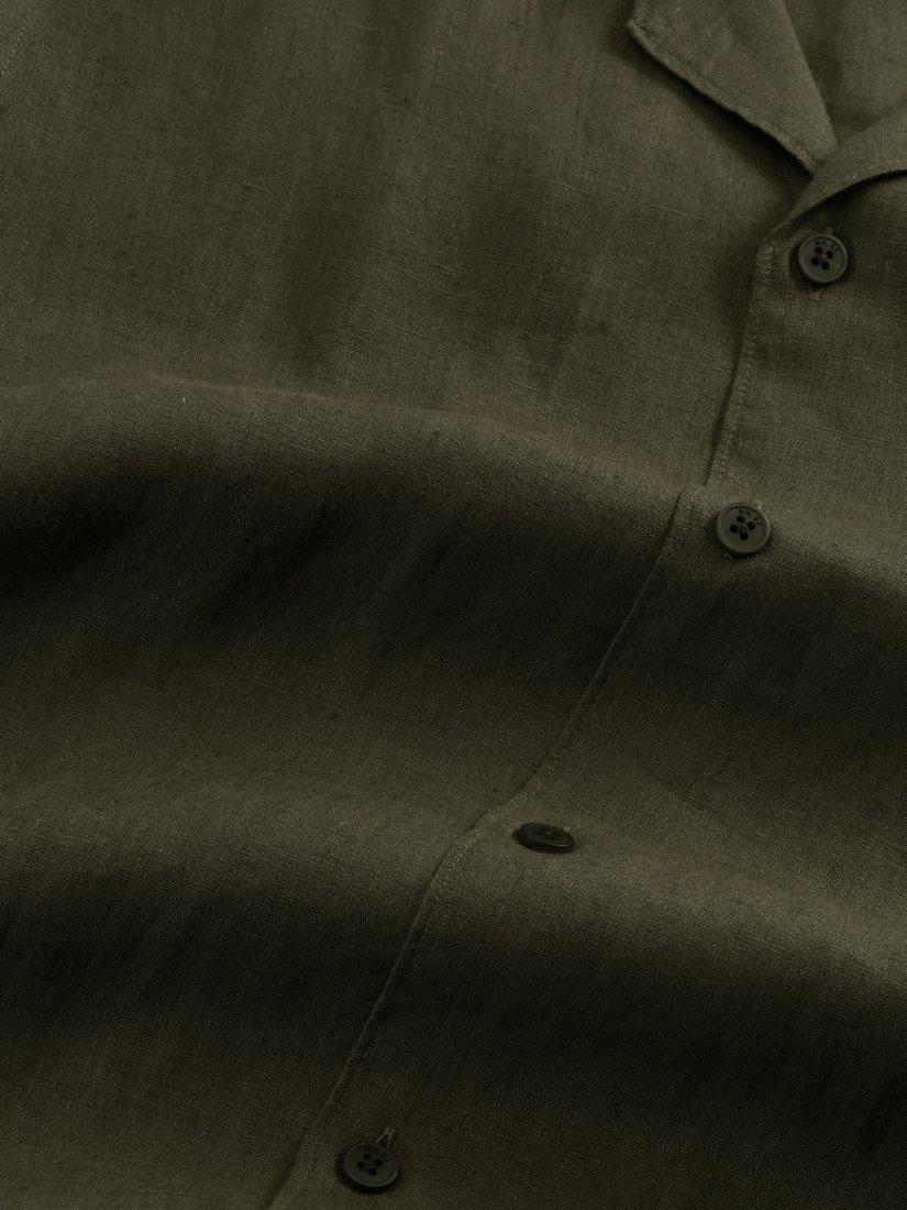 Product image 3 of 5, which shows NN.07 Short Sleeve Linen Shirt, Croc Green, S
