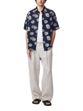NN.07 Freddy Cotton Regular Fit Shell Print Shirt, Navy Blue