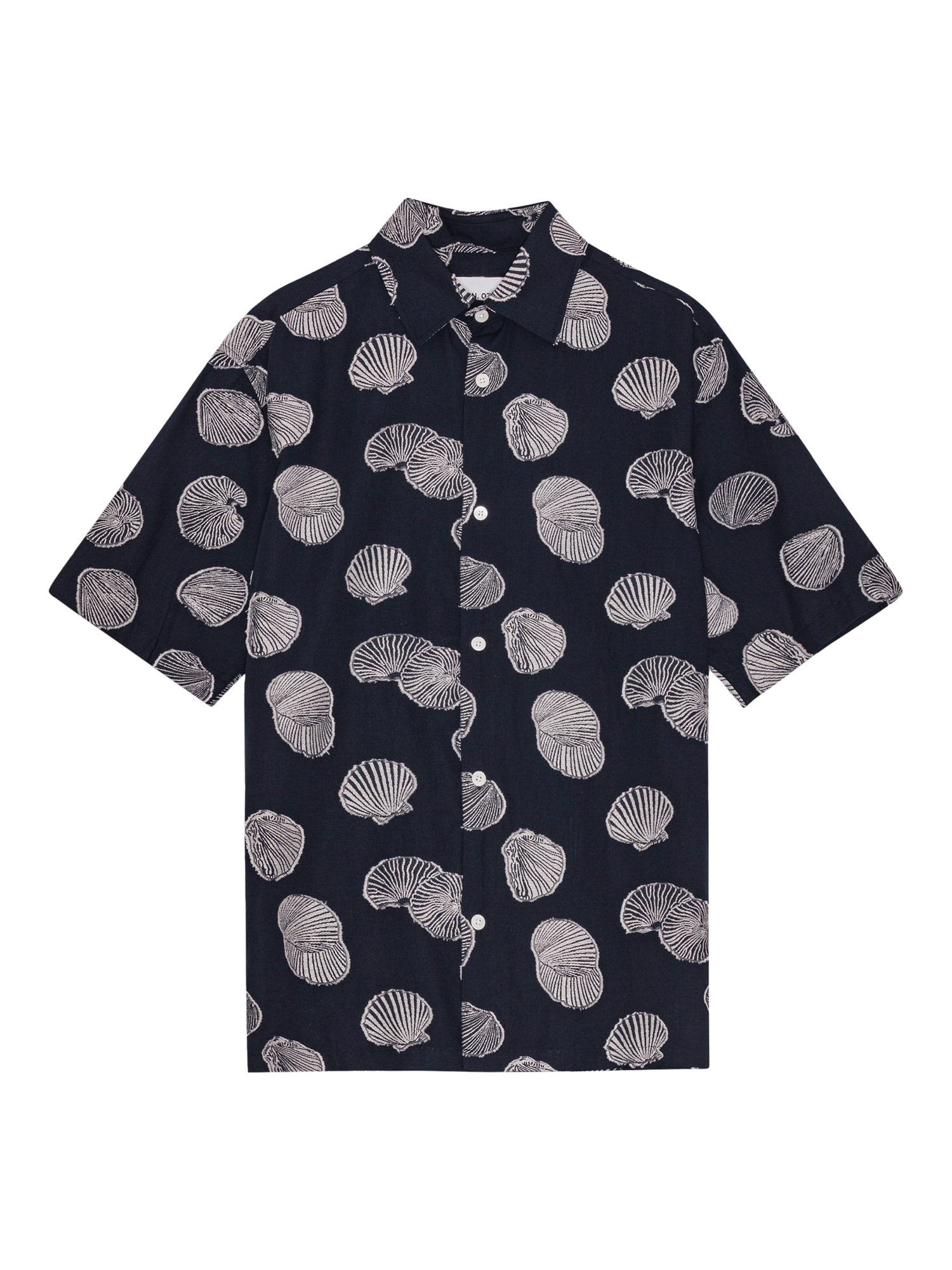 Product image 4 of 5, which shows NN.07 Freddy Cotton Regular Fit Shell Print Shirt, Navy Blue, S