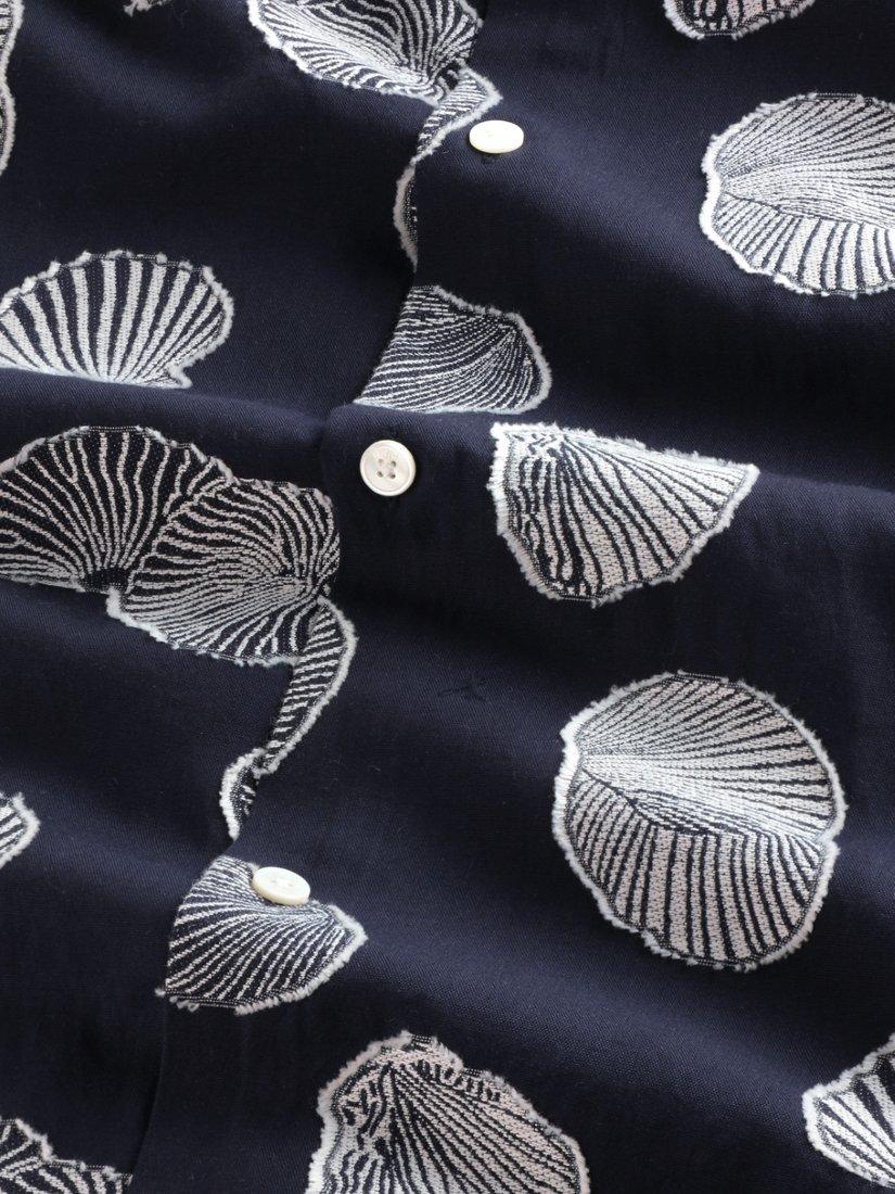 Product image 5 of 5, which shows NN.07 Freddy Cotton Regular Fit Shell Print Shirt, Navy Blue, S