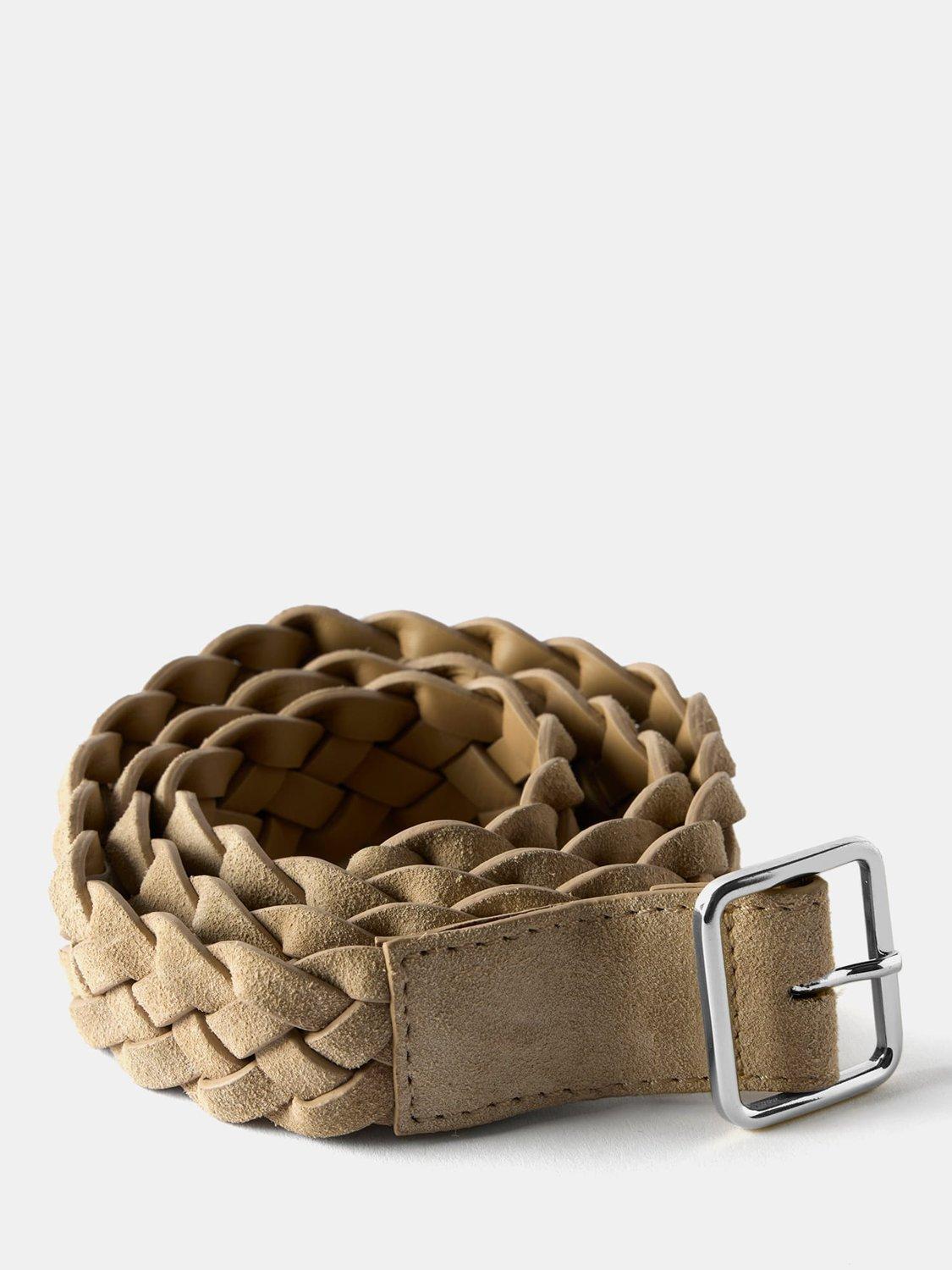Product image 2 of 3, which shows Mint Velvet Woven Suede Belt, Natural, L