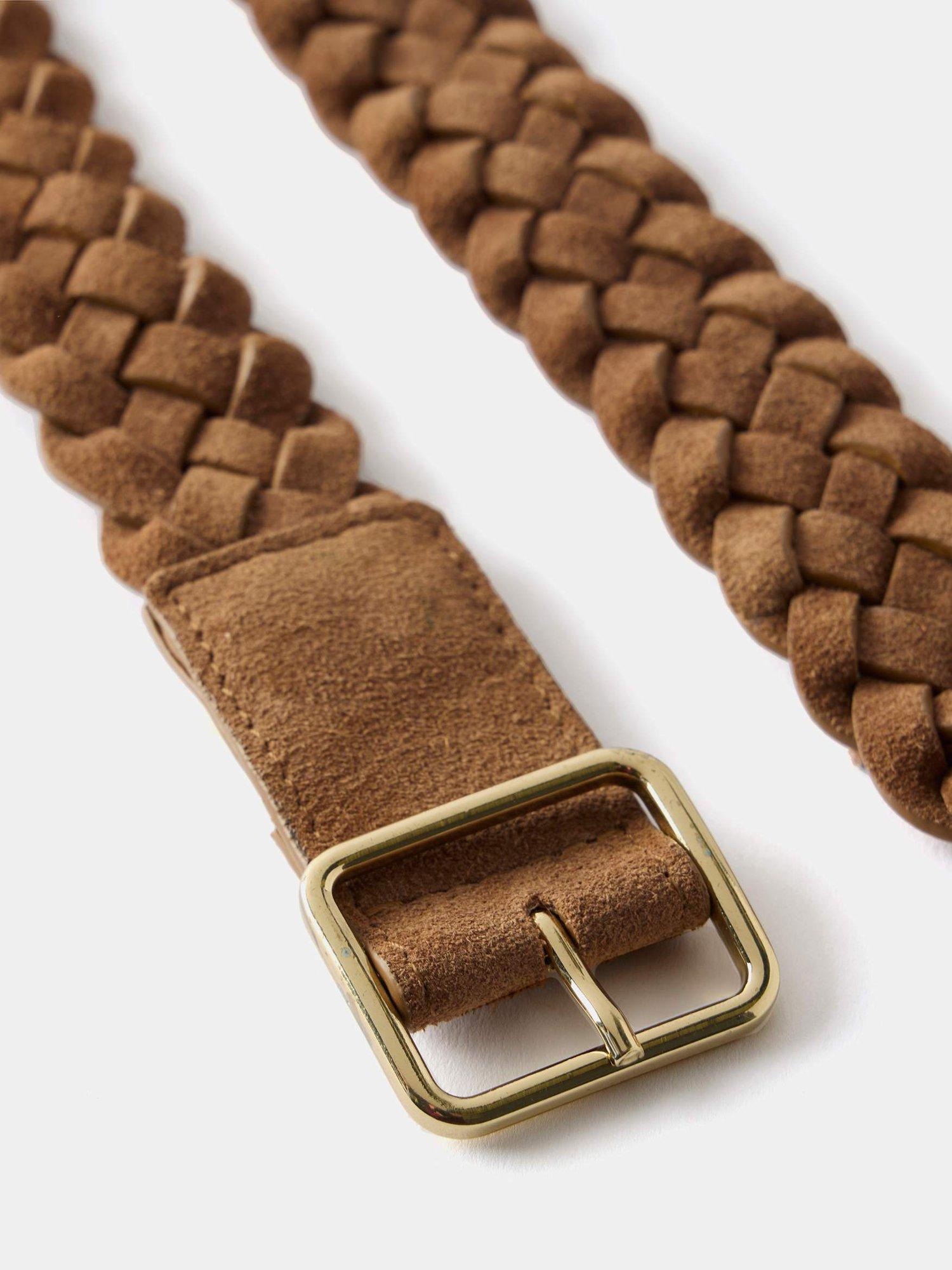 Product image 3 of 4, which shows Mint Velvet Tan Suede Woven Belt, Brown, L