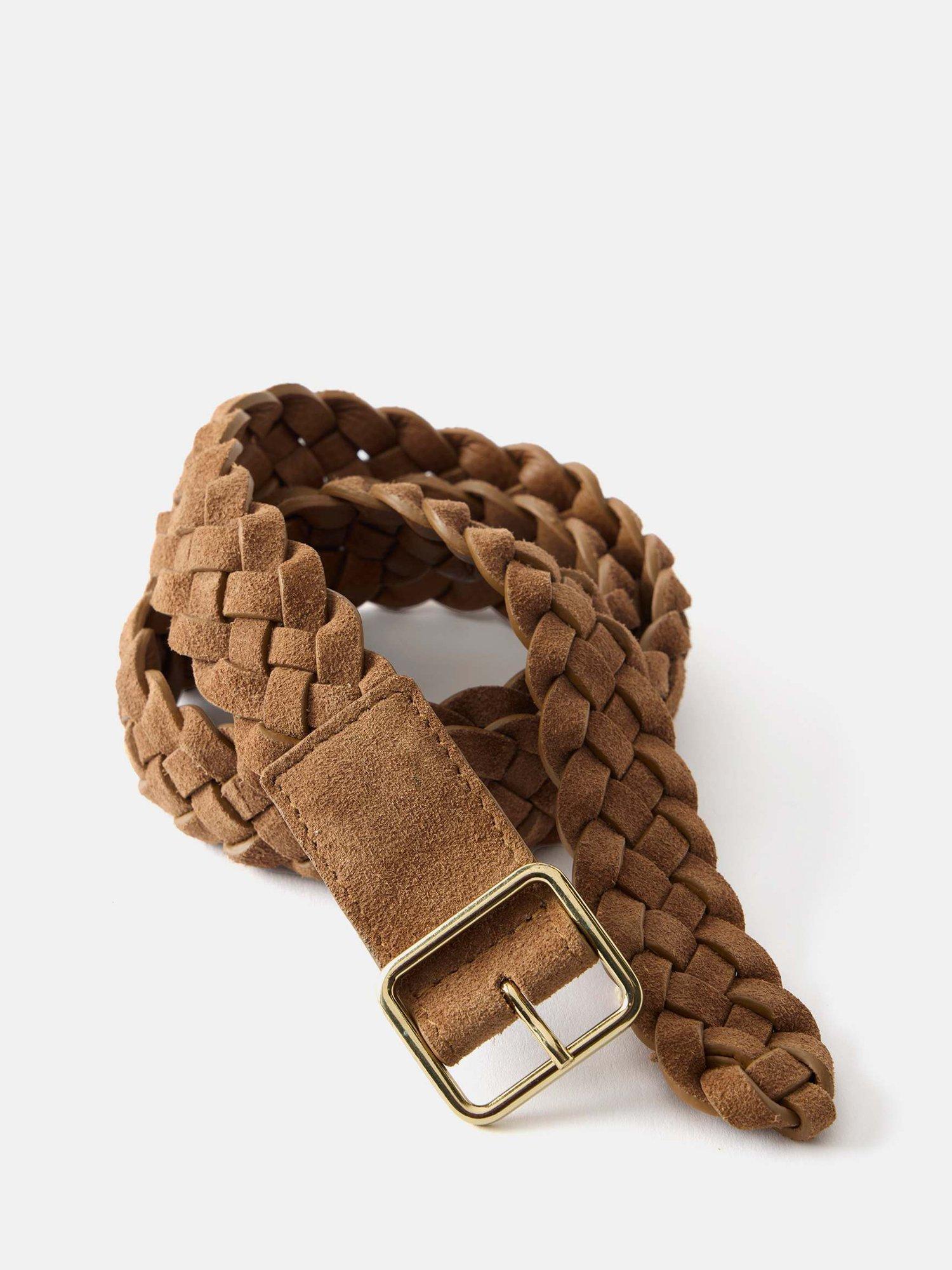 Product image 4 of 4, which shows Mint Velvet Tan Suede Woven Belt, Brown, L