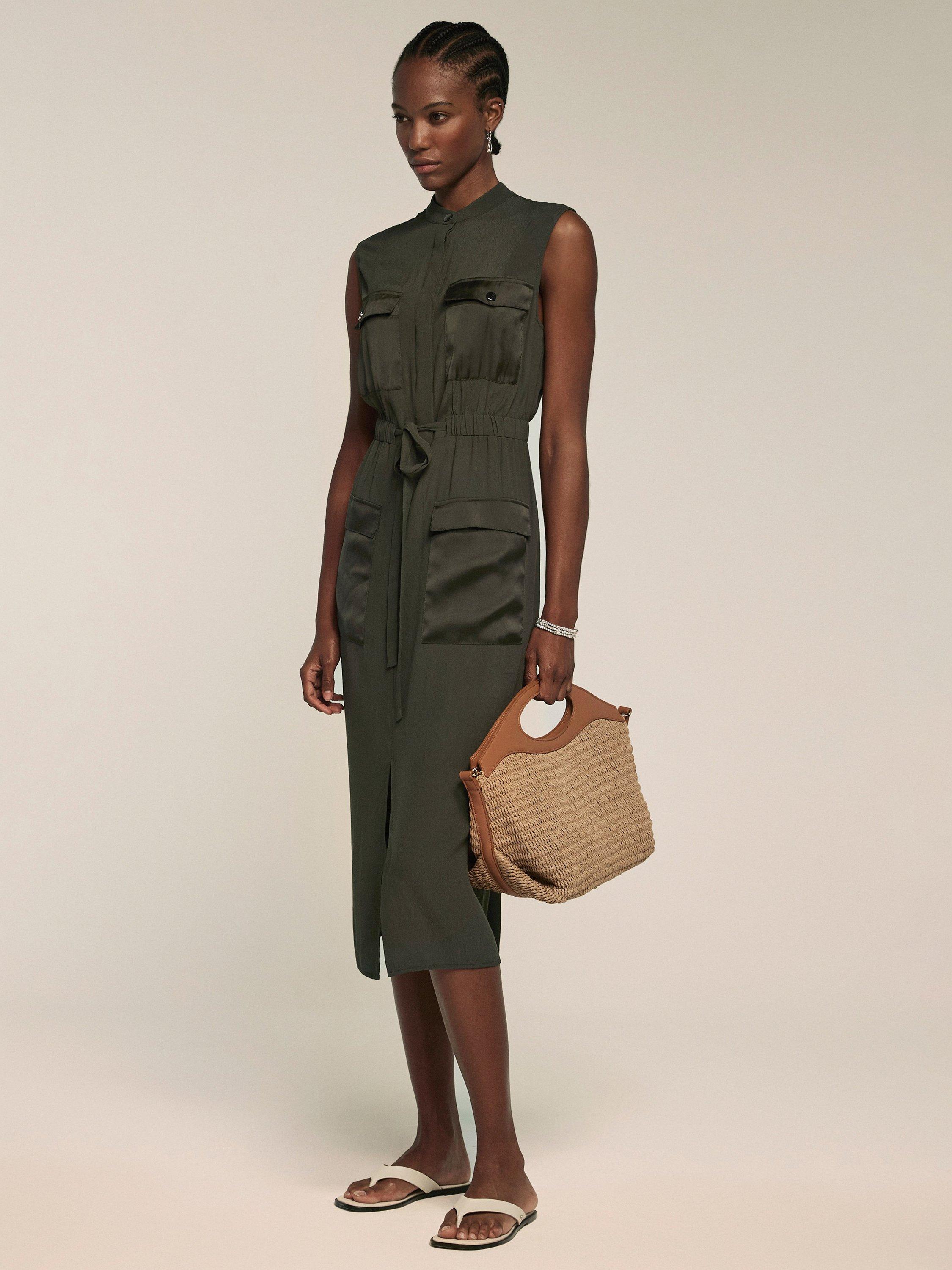 Product image 1 of 7, which shows Mint Velvet Utility Shirt Dress, Khaki, 6