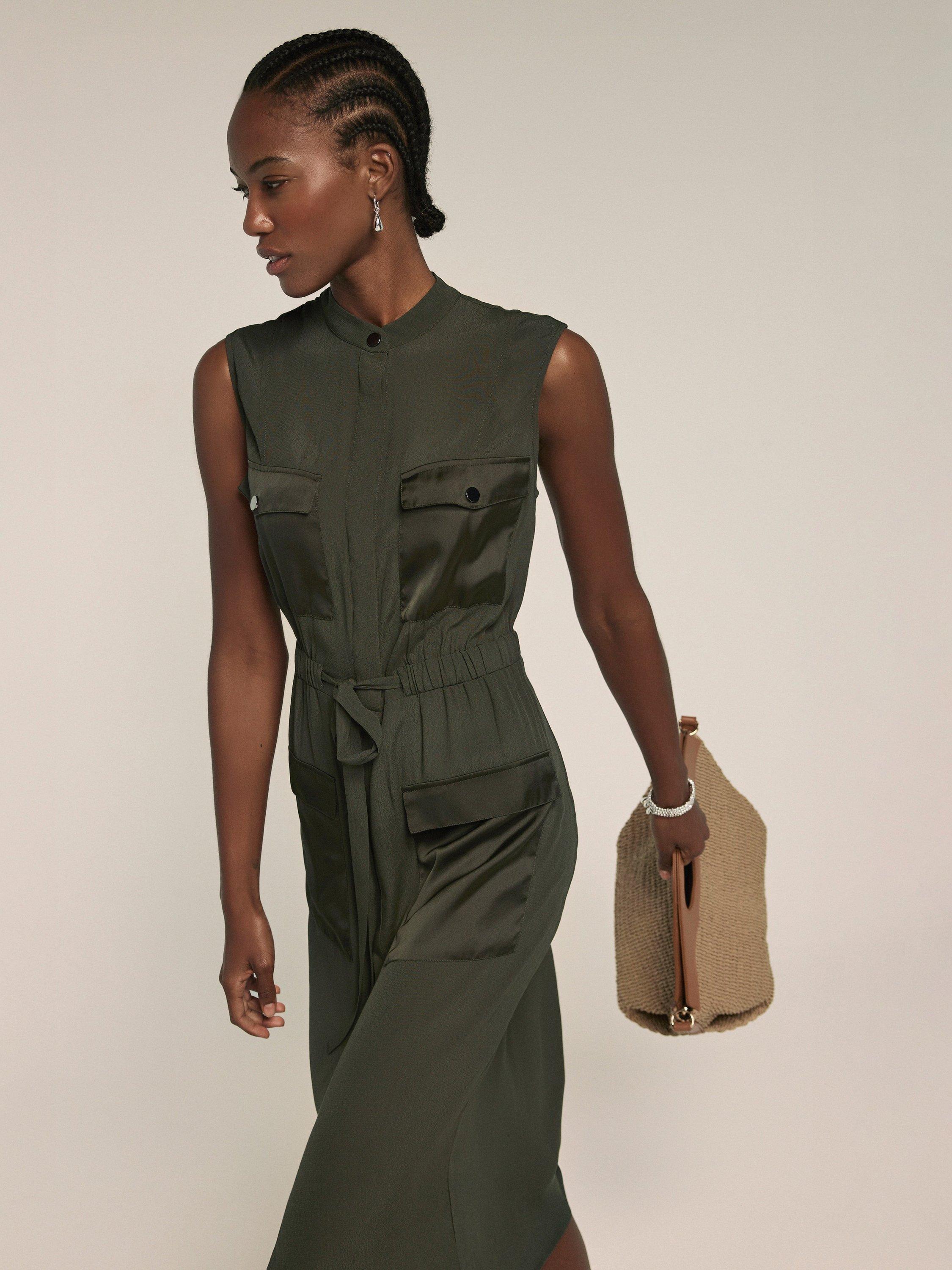Product image 3 of 7, which shows Mint Velvet Utility Shirt Dress, Khaki, 6