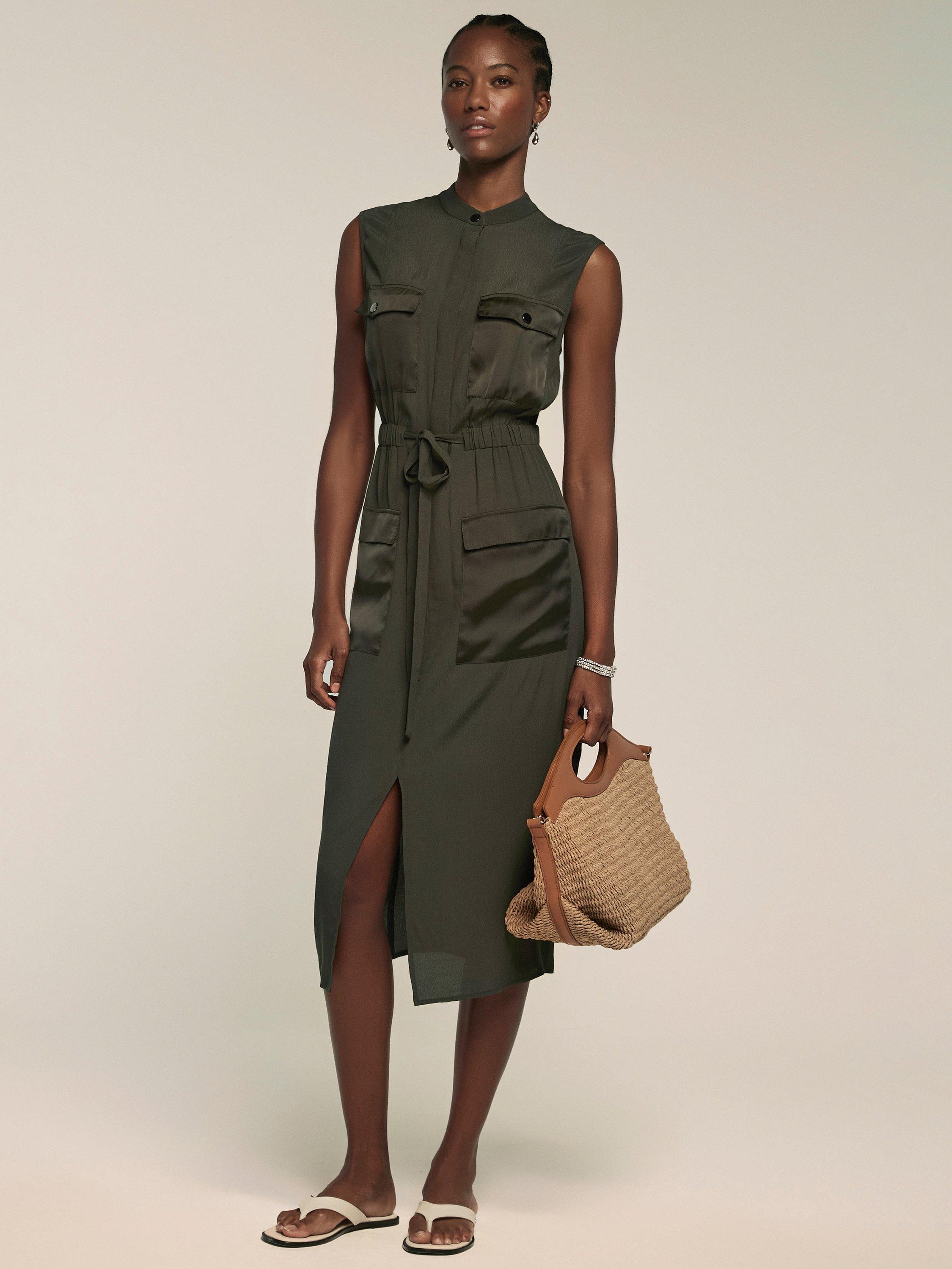 Product image 5 of 7, which shows Mint Velvet Utility Shirt Dress, Khaki, 6