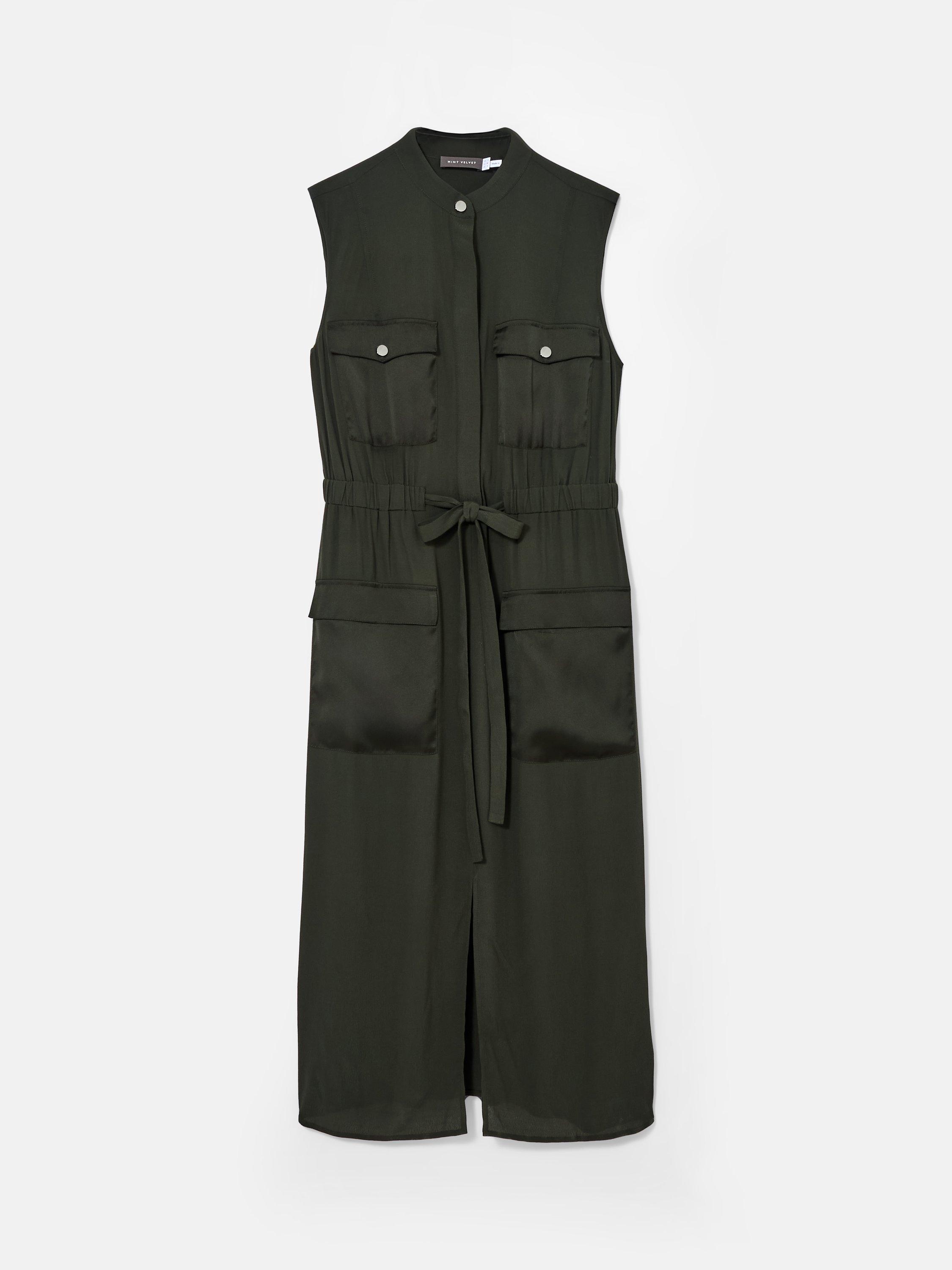 Product image 6 of 7, which shows Mint Velvet Utility Shirt Dress, Khaki, 6