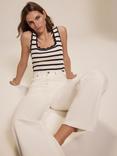 Mint Velvet Stripe Scallop Trim Vest Top, Blue Navy