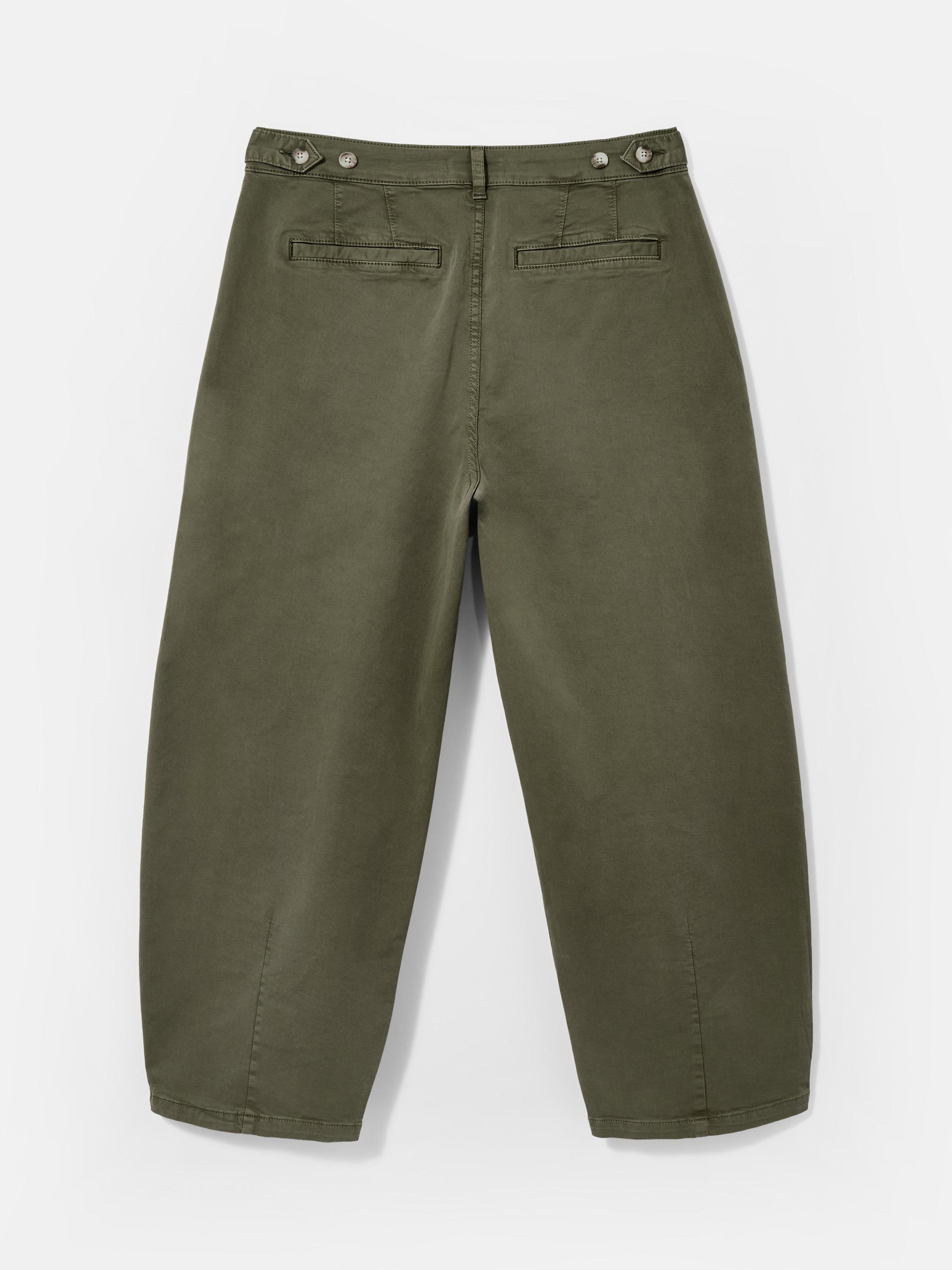 Product image 7 of 7, which shows Mint Velvet Barrel Leg Chinos, Green Khaki, 6R