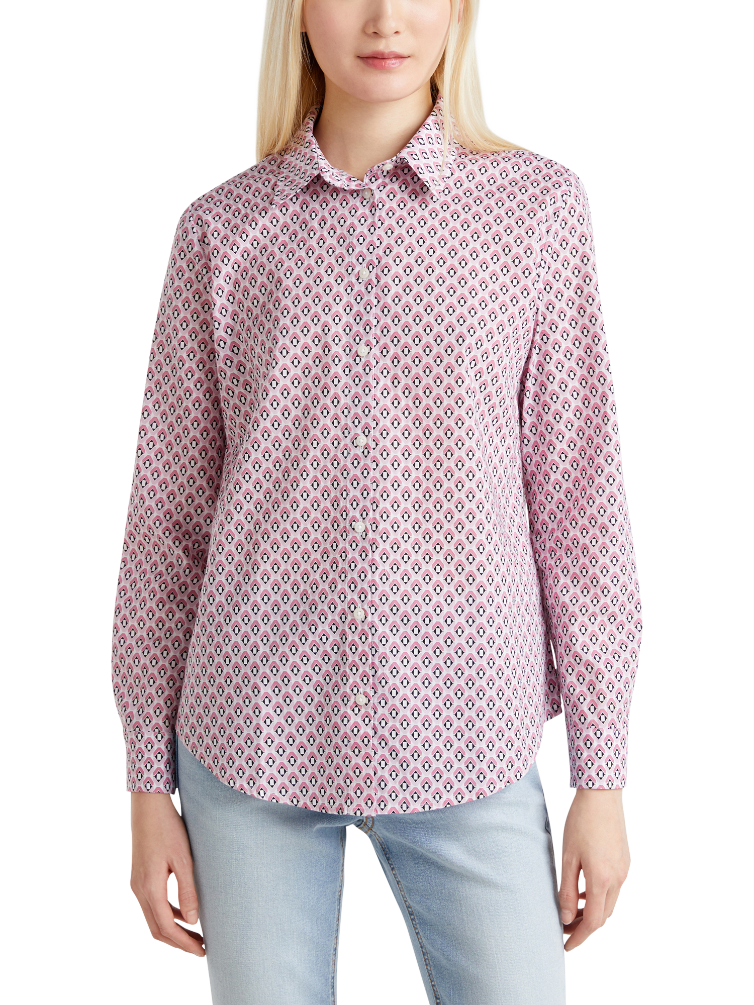 Benetton Abstract Long Sleeve Shirt, Pink/Multi