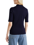 Benetton Ribbed V-Neck T-Shirt, Night Blue