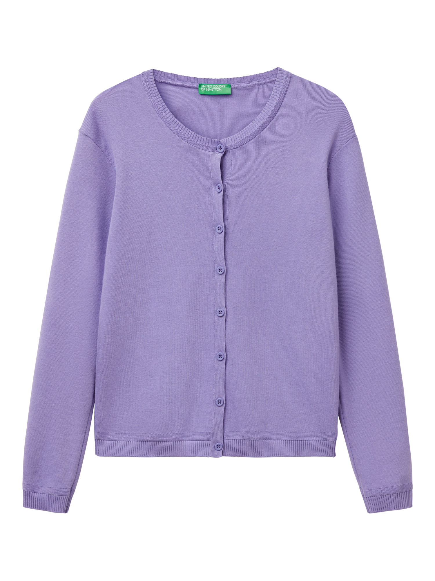 Product image 4 of 6, which shows Benetton Cotton Knit Cardigan, Periwinkle, XS