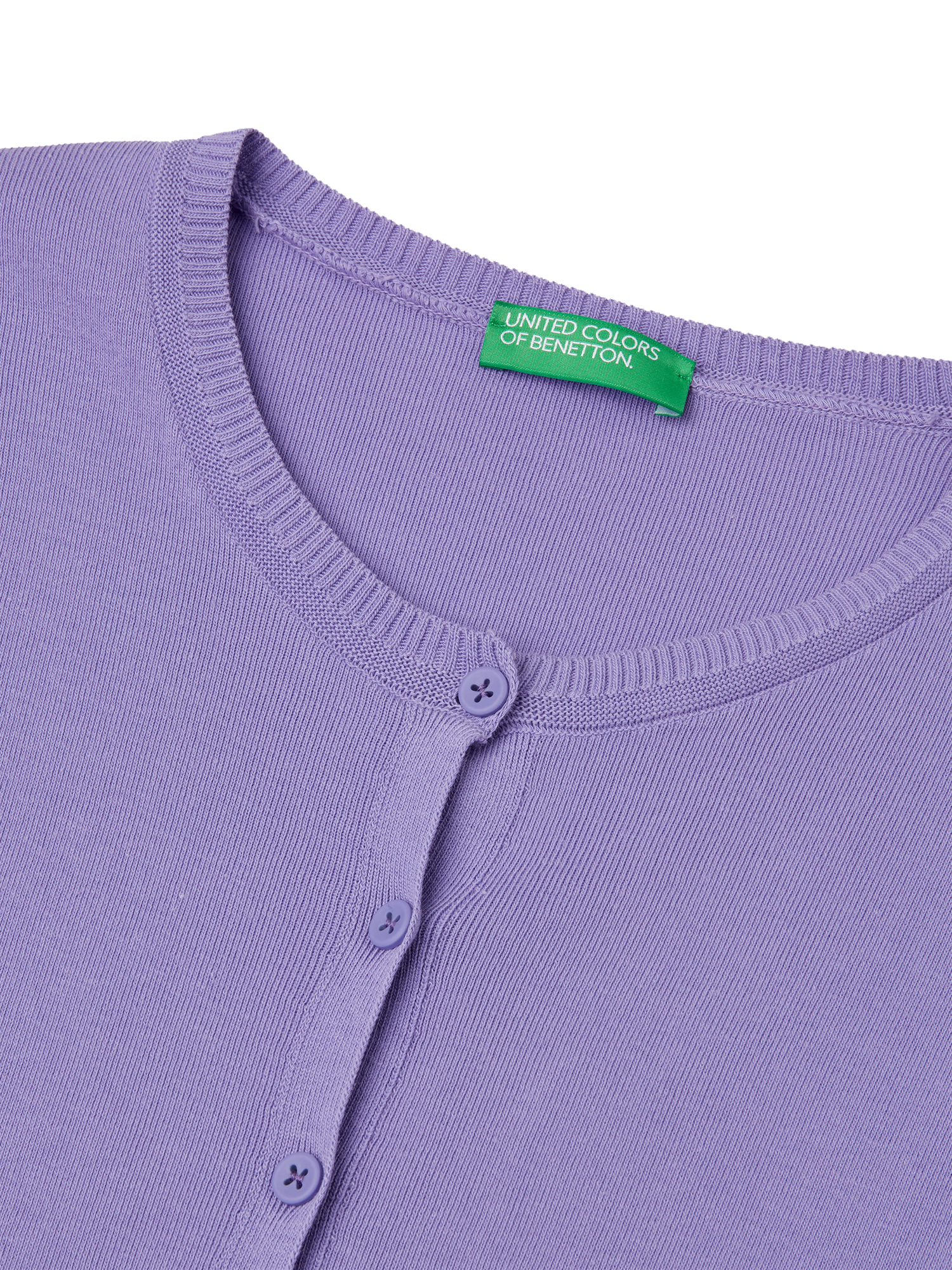 Product image 6 of 6, which shows Benetton Cotton Knit Cardigan, Periwinkle, XS