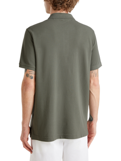 Benetton Cotton Regular Fit Short Sleeve Polo Shirt, Sage Green - view 2, Sage Green