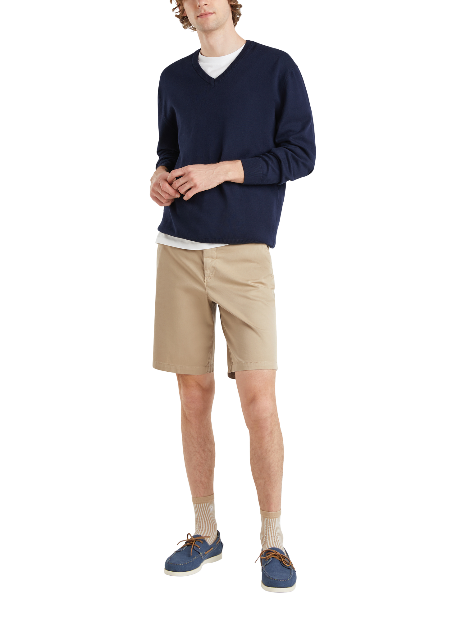 Product image 3 of 5, which shows Benetton Regular Fit Chino Shorts, Beige, 30R