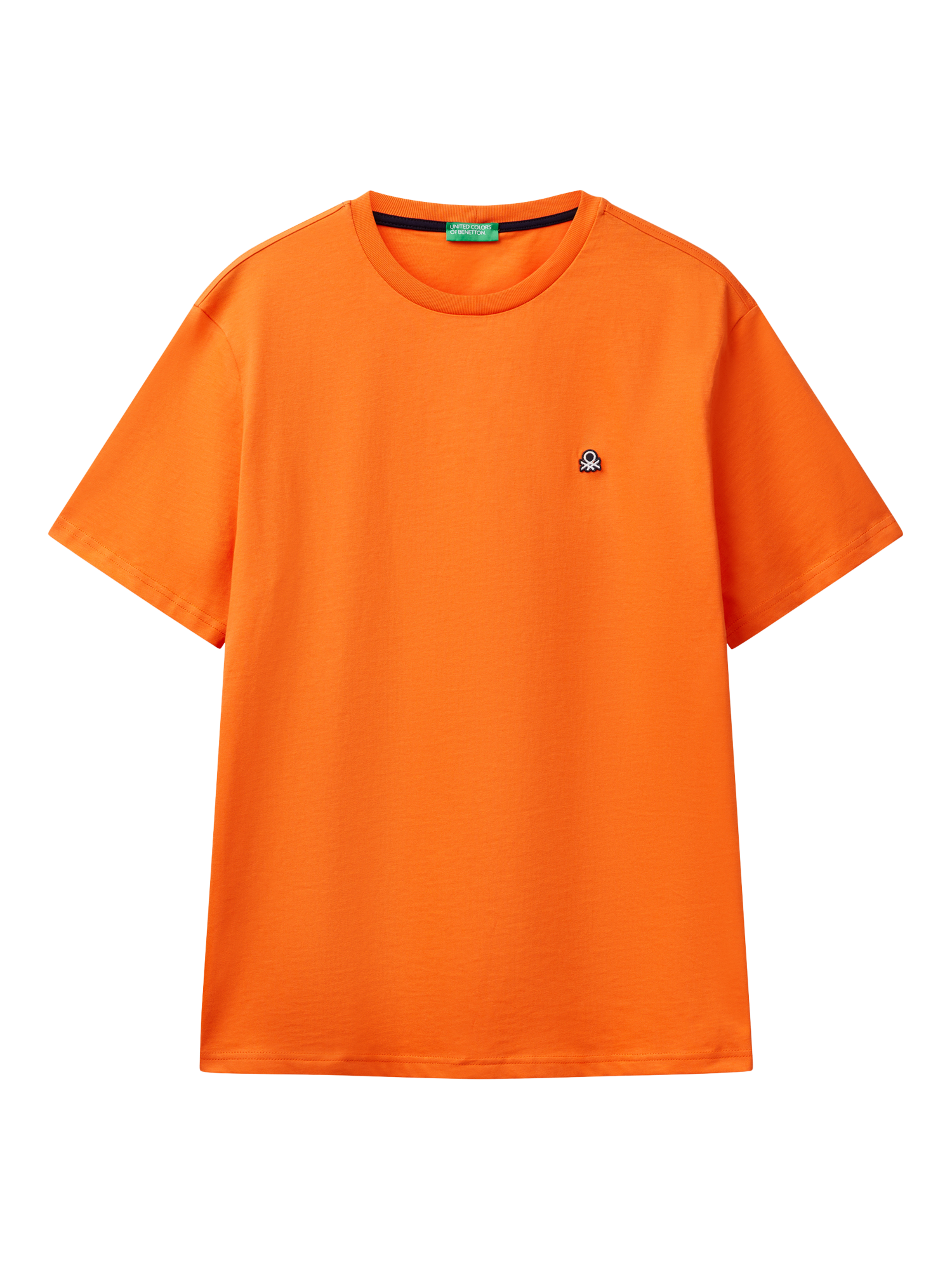 Product image 3 of 4, which shows Benetton Cotton Regular Fit Short Sleeve Logo T-Shirt, Amber, S