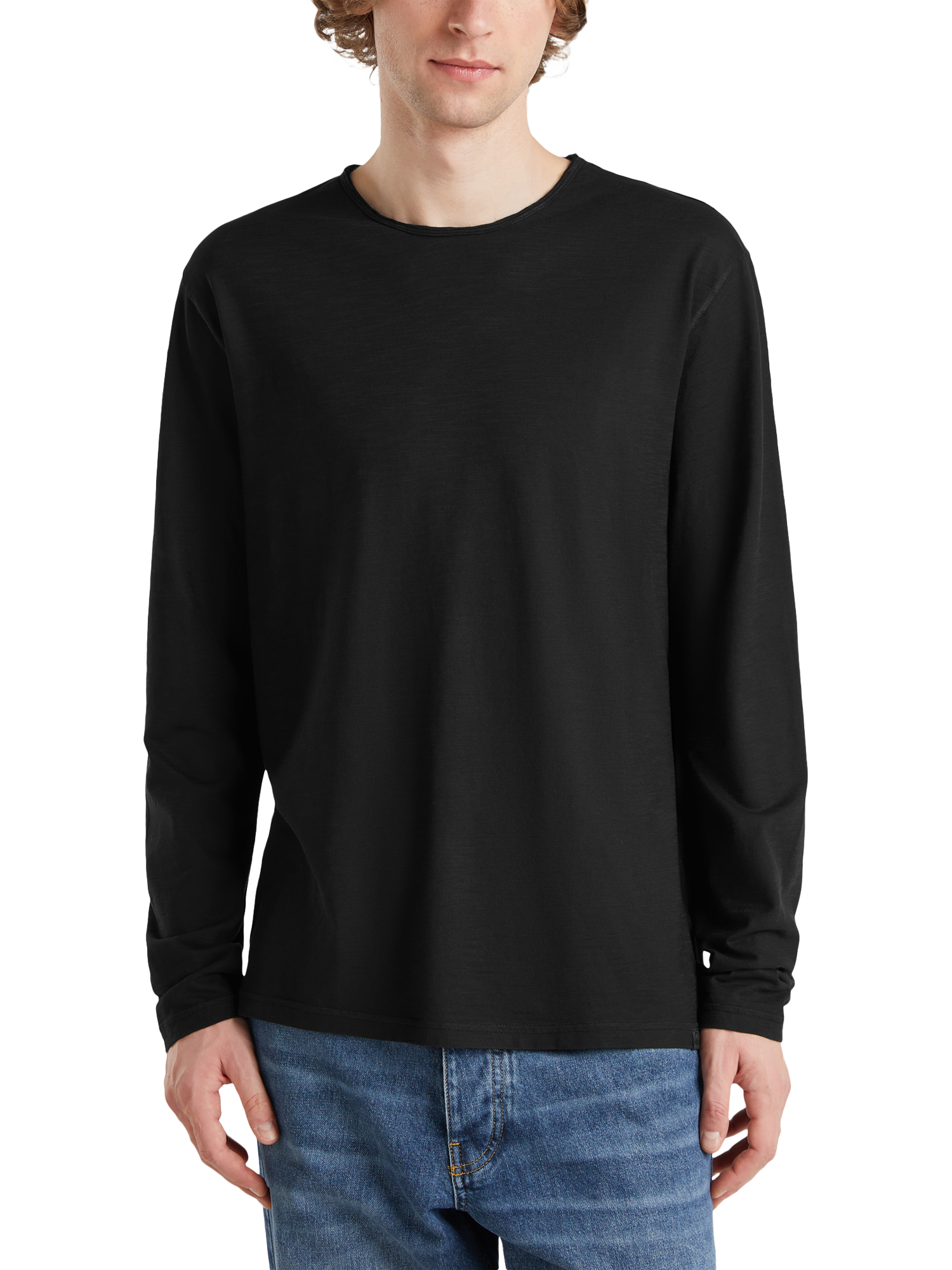 Product image 1 of 4, which shows Benetton Cotton Regular Fit Long Sleeve T-Shirt, Black, XXL