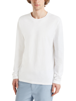 Benetton Cotton Regular Fit Long Sleeve T-Shirt, Optical White