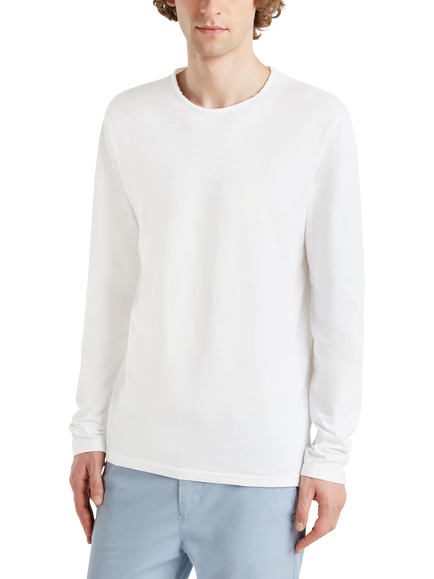Benetton Cotton Regular Fit Long Sleeve T-Shirt, Optical White