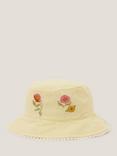 Monsoon Baby Floral Embroidered Bucket Hat, Lemon