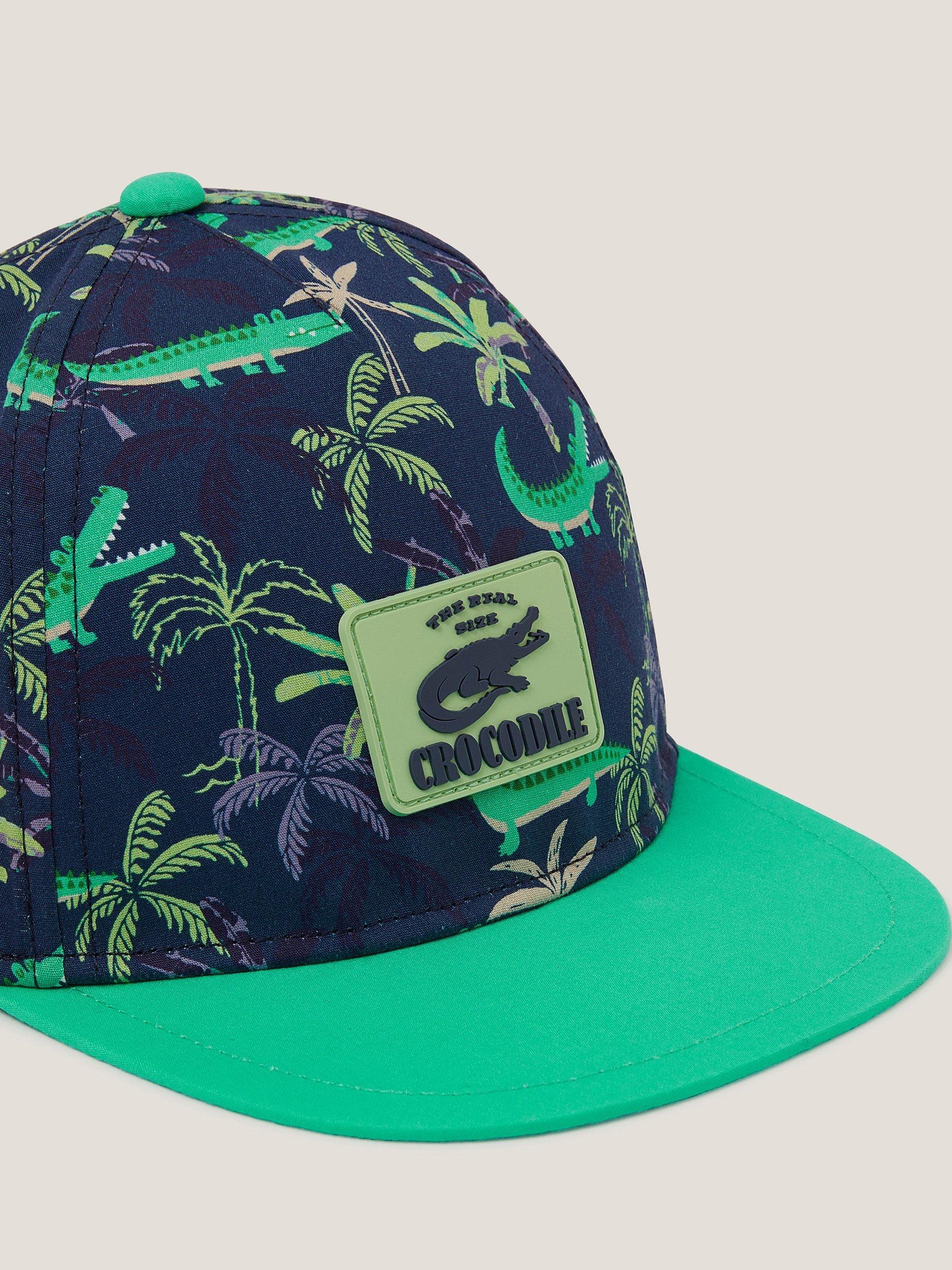 Product image 3 of 3, which shows Monsoon Kids' Crocodile Print Cap, Blue, 6-13 years