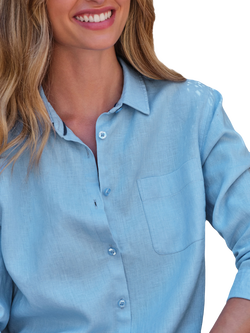 Pure Collection Linen Long Sleeve Shirt, Light Blue - view 2, Light Blue
