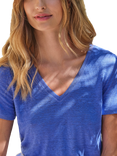 Pure Collection Linen V-Neck T-Shirt, Blue