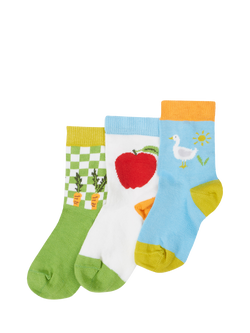 Frugi Kids' Little Organic Cotton Rich Farm Socks, Multi, Multi