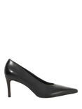 Dune Aspiring Leather Stiletto Heel Court Shoes, Black