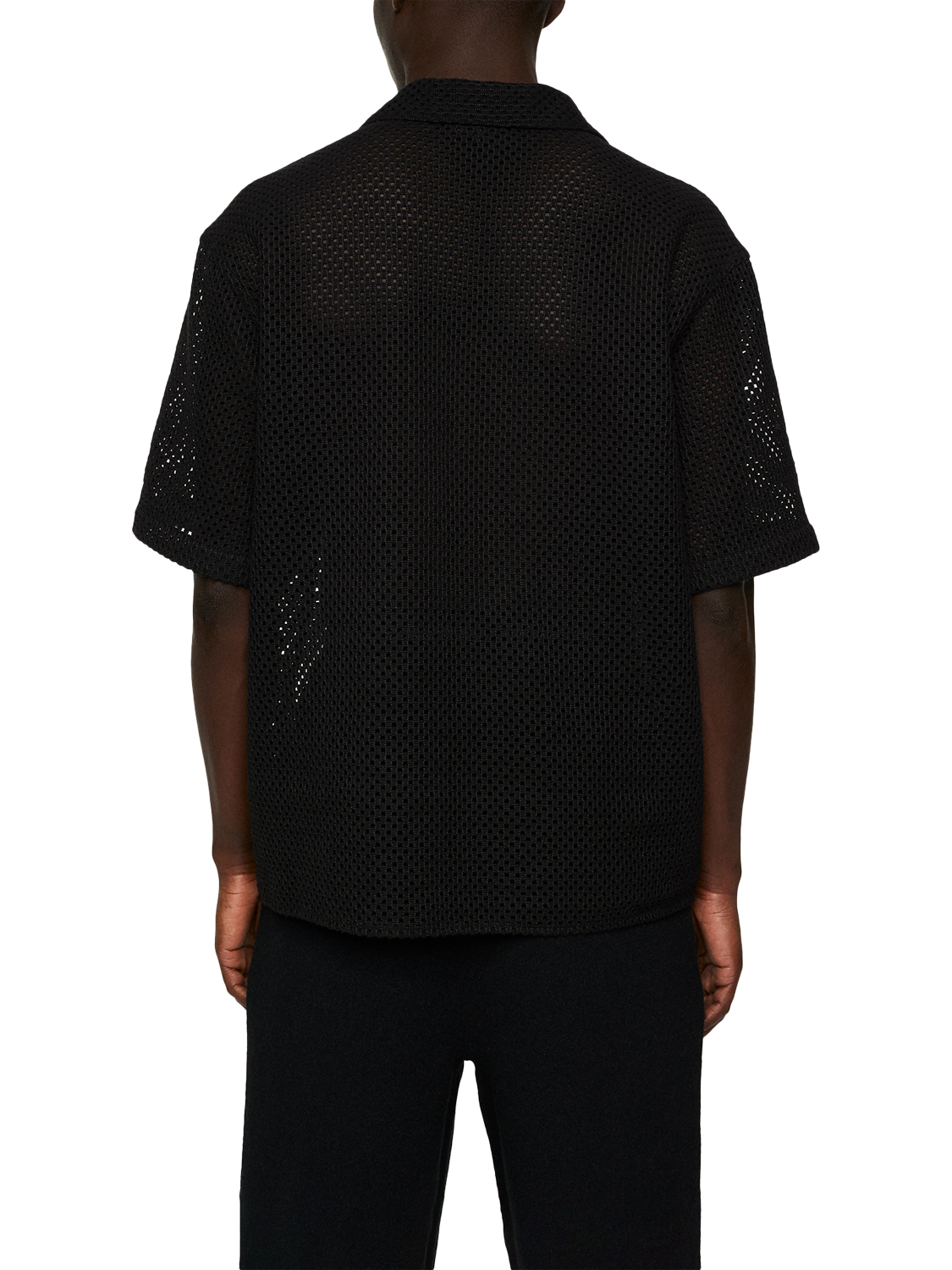 Product image 2 of 5, which shows J.Lindeberg Ellis Cotton Regular Fit Crochet Knit Shirt, Black, S