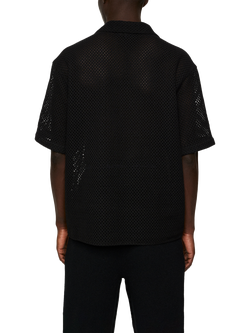 J.Lindeberg Ellis Cotton Regular Fit Crochet Knit Shirt, Black - view 2, Black