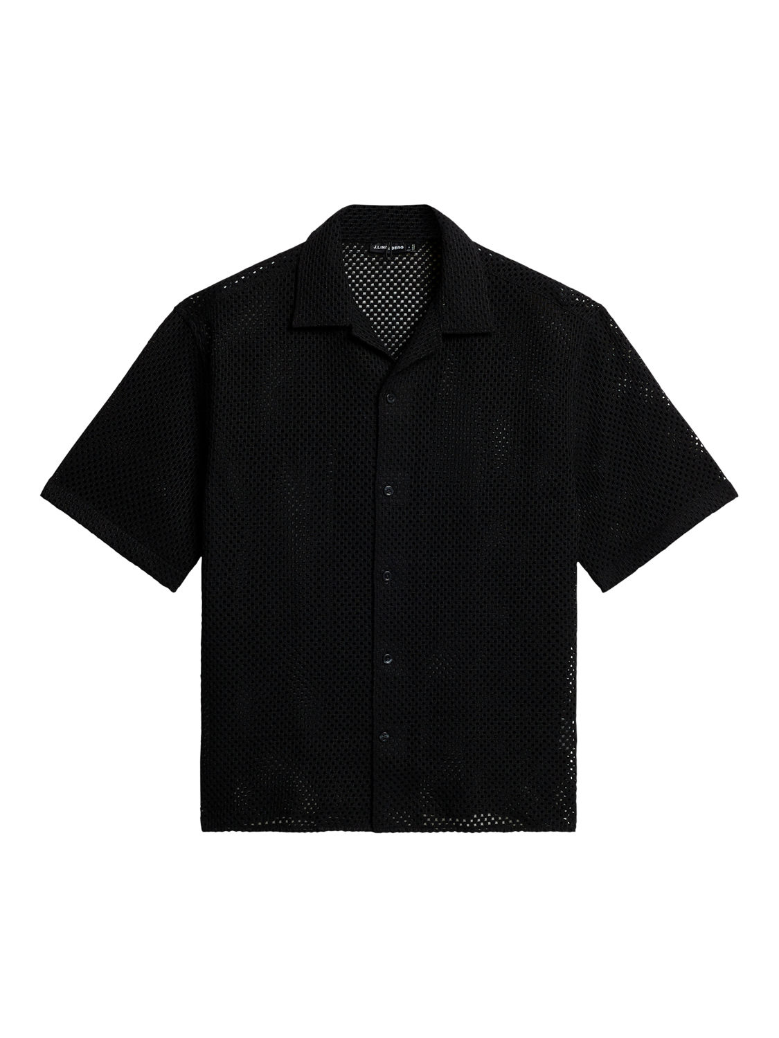 Product image 5 of 5, which shows J.Lindeberg Ellis Cotton Regular Fit Crochet Knit Shirt, Black, S