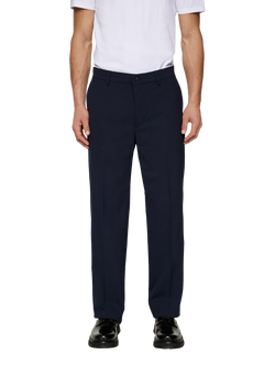 J.Lindeberg Wool Blend Tailored Grape Drape Trousers, Navy, Navy