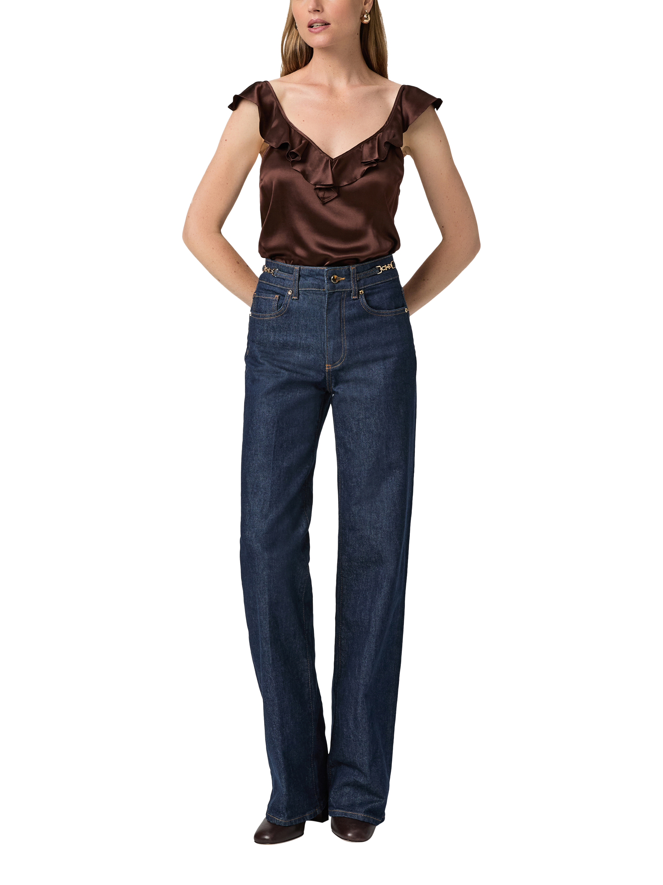 Product image 1 of 4, which shows PAIGE Sasha High Rise Wide Leg Jeans, Rinse, 24