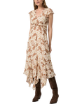 PAIGE Eleonora Paisley Pure Silk Dress, White/Brown