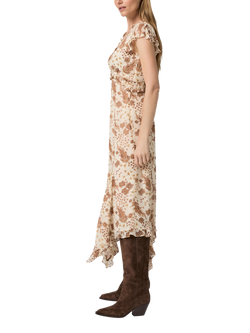 PAIGE Eleonora Paisley Pure Silk Dress, White/Brown - view 2, White/Brown