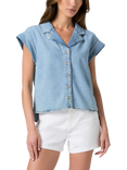 PAIGE Hadley Short Sleeve Denim Shirt, Blue