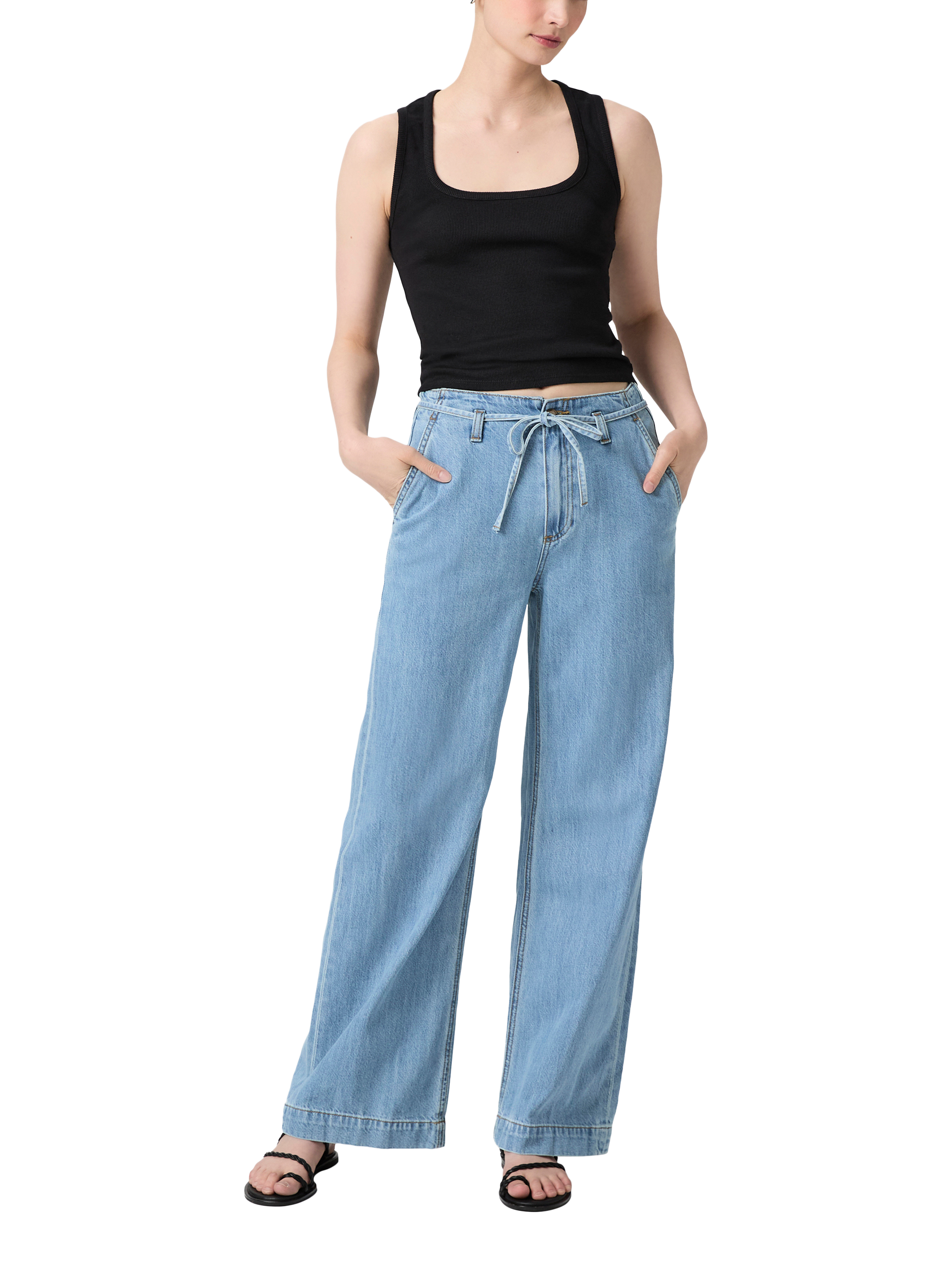 Product image 1 of 4, which shows PAIGE Zoey High Rise Wide Leg Jeans, Blue, 24