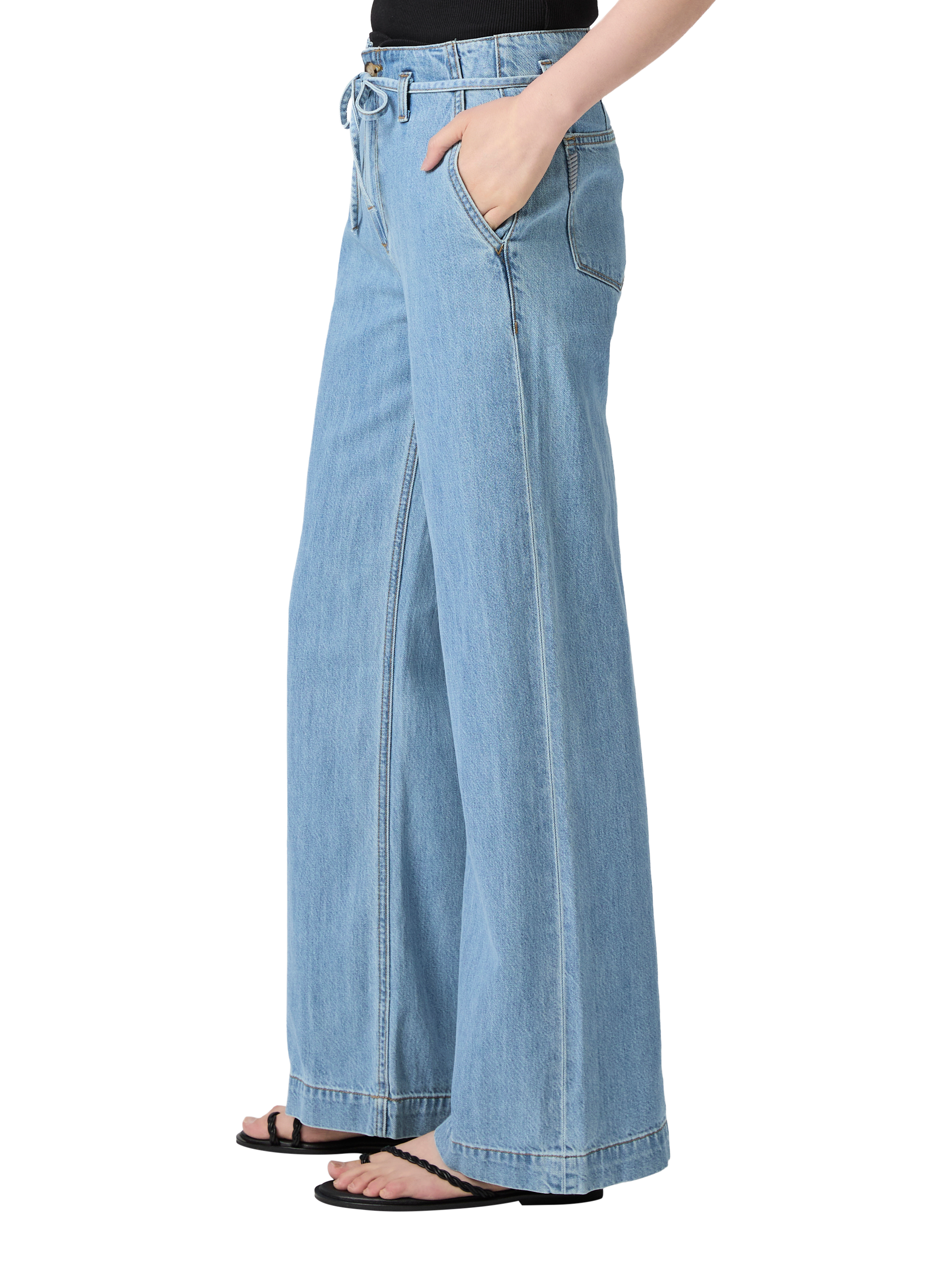 Product image 3 of 4, which shows PAIGE Zoey High Rise Wide Leg Jeans, Blue, 24