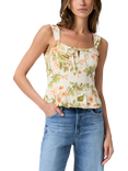 PAIGE Coralee Floral Silk Linen Blend Top, White/Multi