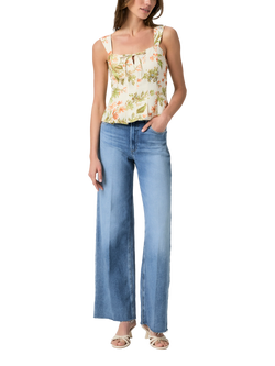 PAIGE Coralee Floral Silk Linen Blend Top, White/Multi - view 2, White/Multi