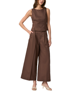 PAIGE Judith Linen Rich Top, Brown - view 2, Brown