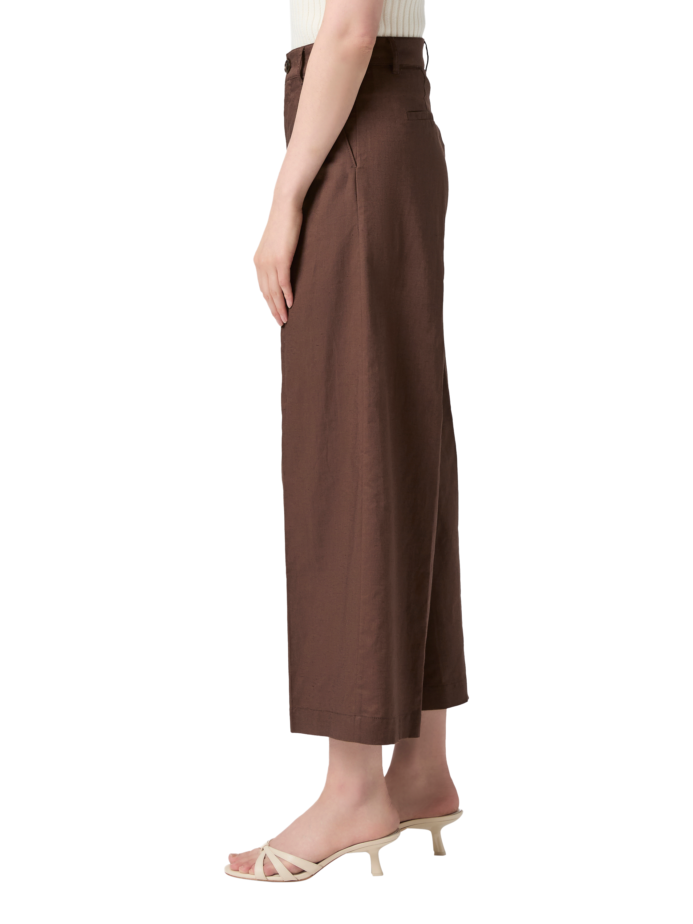 Product image 3 of 4, which shows PAIGE Negroni Linen Rich Wide Leg Trousers, Brown, 6