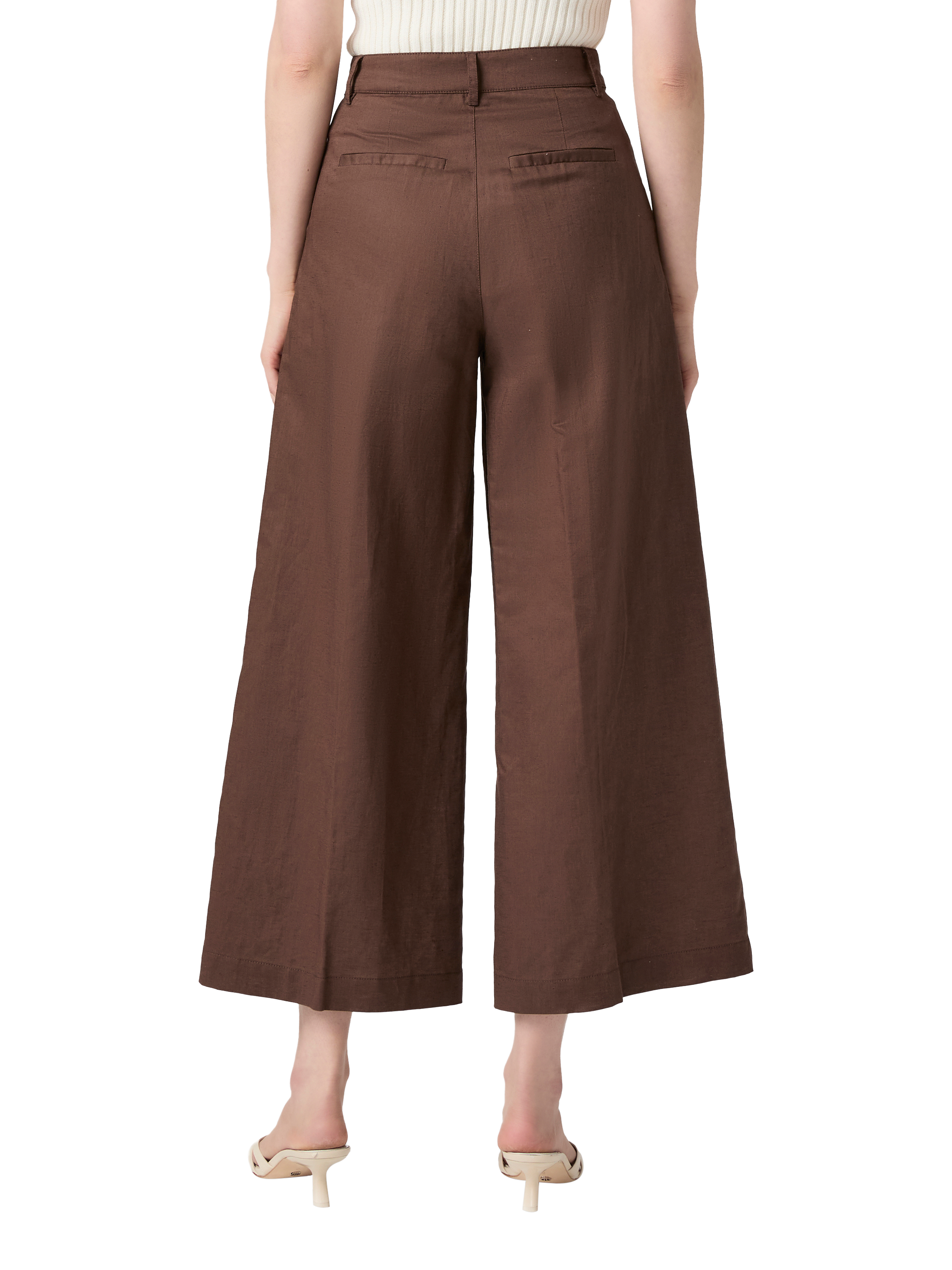 Product image 4 of 4, which shows PAIGE Negroni Linen Rich Wide Leg Trousers, Brown, 6