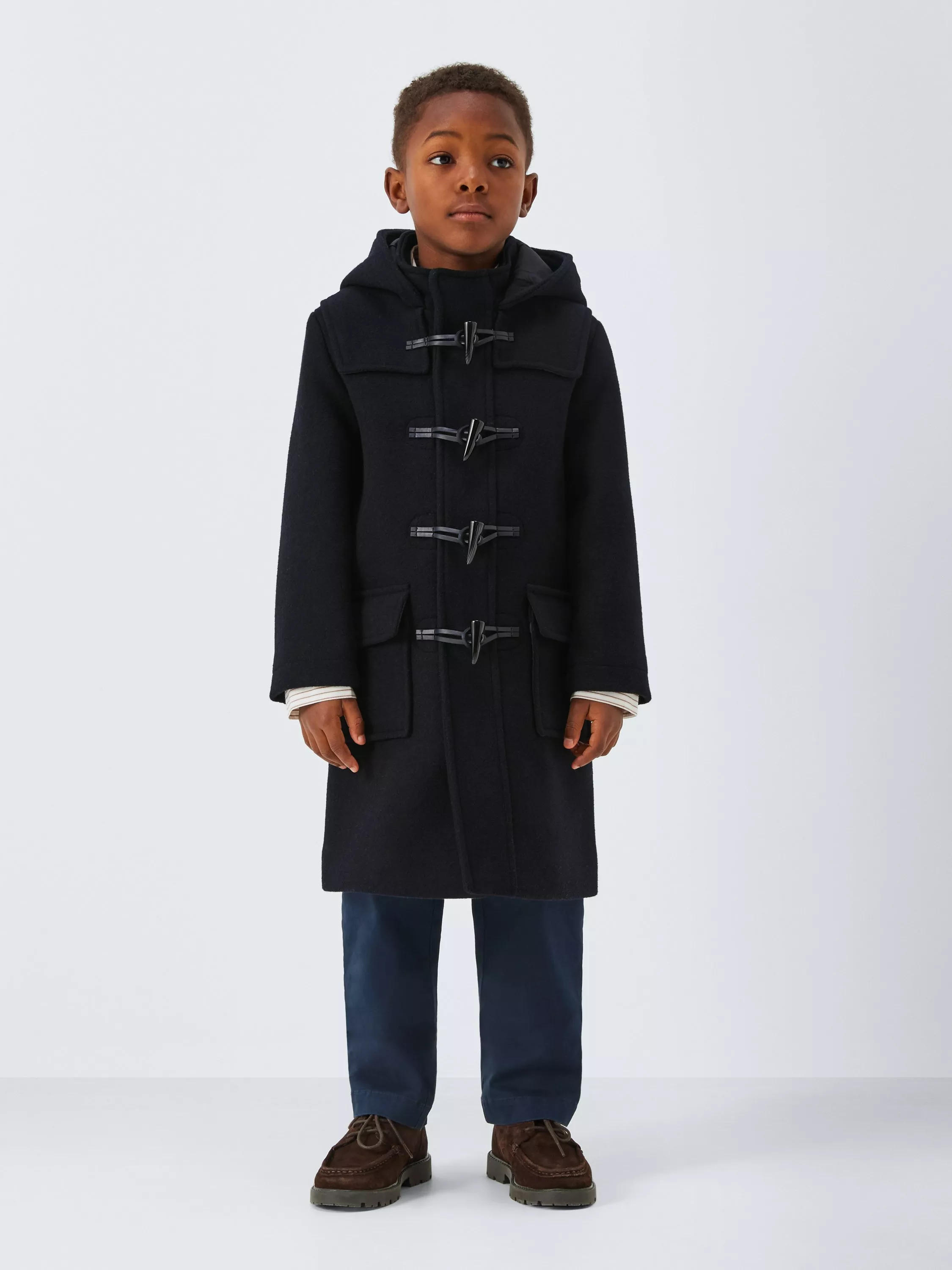 John Lewis Heirloom Collection Kids' Hooded Duffle Coat, Navy