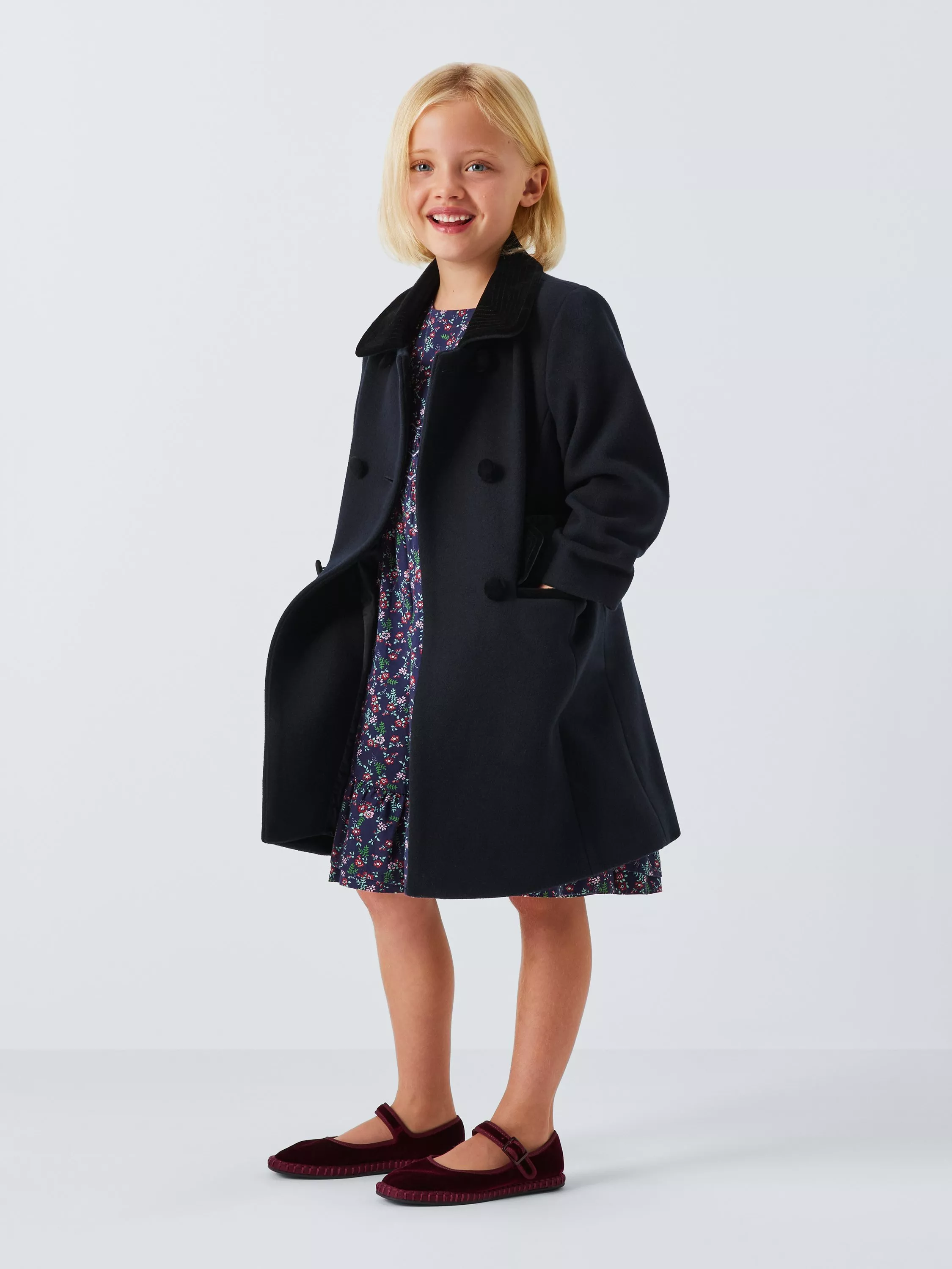 girl wearing velvet shoes